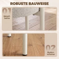 HOMCOM Esszimmerhocker 4er Set Stapelbare Sitzhocker mit Stahlbeinen, Leinenoptik für Esszimmer, Wohnzimmer, Küche, Cremeweiß(m-7)