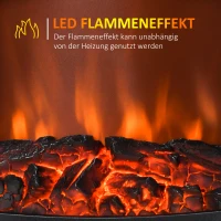 HOMCOM Elektrokamin mit Heizung, 2000 W elektrischer Kamin mit LED Flammeneffekt(m-5)
