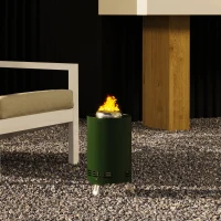 Outsunny Smokeless Fire Pit, 16 x 16 cm Stainless Steel Portable Wood Burning Firepit with Poker, Wood or Pellet Fuelled Tabletop Fire Pit for Garden Camping Bonfire Party, Green(m-9)