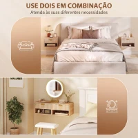 HOMCOM Conjunto de 2 Mesas de Cabeceira Suspensas com Gaveta e Prateleira Design Moderno 40x30x25 cm Carvalho(m-6)