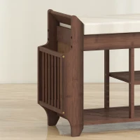 HOMCOM Shoe Bench 2-Tier Boot Section Entryway Storage Bench Cushioned Seat 80 x 30 x 50 cm Dark Brown and Cream(m-11)
