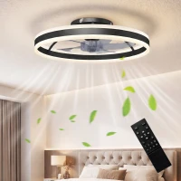 HOMCOM Deckenventilator mit Licht und Fernbedienung, LED-Deckenventilator mit 3 Farbtemperaturen, 6 Geschwindigkeiten, 50 cm(m-2)
