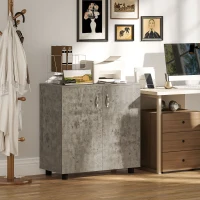 Vinsetto Armoire de Bureau à 2 Niveaux, Meuble de Rangement Bureau avec 2 Portes, Serrures et Clés, 80x40x80cm, Gris(m-9)