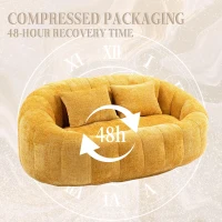Cozy Oversized Bean Bag Sofa with 2 Matching Pillows, Soft 2-Seat Sectional Couch for Living Room and Bedroom, 145L x 95W x 63H cm, Yellow(m-5)