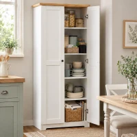 HOMCOM 172cm Kitchen Cupboard, Freestanding Storage Cabinet with Doors and Shelves, Modern 2-Door Kitchen Pantry Cupboard for Dining Room, White(m-2)
