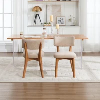 Stylish Mid-Century Dining Chairs with High-Density Foam, Comfortable Upholstered Side Chairs for Dining Room, 47L x 54.5W x 77H cm, Khaki(m-9)
