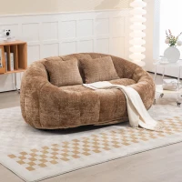 Cozy Oversized Bean Bag Sofa with 2 Matching Pillows, Soft 2-Seat Sectional Couch for Living Room and Bedroom, 145L x 95W x 63H cm, Coffee(m-9)