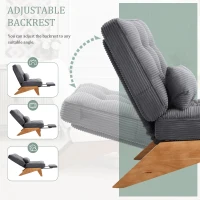Cozy Reclining Accent Chair with Foldable Ottoman and Lumbar Pillow, Soft Adjustable Lounger for Living Room, 127L x 73W x 90H cm, Dark Gray(m-9)