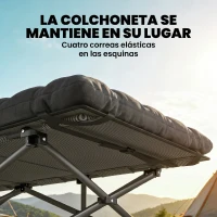Outsunny Cama Plegable Camping con Colchón Extraíble de Tela Oxford 600D con Reposacabezas y Bolsa Carga 200 kg Negro(m-6)