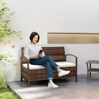 Outsunny 125L Storage Garden Bench, with Cushion - Brown(m-10)