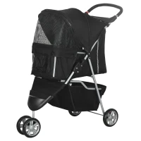 PawHut Hundewagen Hundebuggy klappbar für Hunde & Katzen bis 10 kg 75 x 45 x 97 cm Dunkelgrau(m-11)