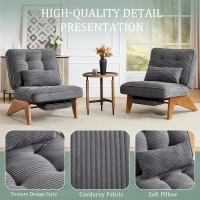 Cozy Reclining Accent Chair with Foldable Ottoman and Lumbar Pillow, Soft Adjustable Lounger for Living Room, 127L x 73W x 90H cm, Dark Gray(m-7)