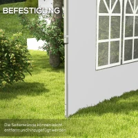 Outsunny 2er-Set Seitenteile für Pavillon 3x3/3x4 m, Seitenwand mit Fenster, wasserdicht Weiß(m-5)