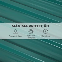 Outsunny Conjunto de 12 Painéis para Teto de Aço Galvanizado Chapas Perfiladas de Teto 7m² para Abrigo de Ferramentas 129x45cm Verde(m-6)