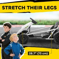 HOMCOM 24 V Go-Kart electric pentru copii până la 13 km/h Gokart cu funcție drift, Drift-Kart cu 2 motoare pentru 8–12 ani Alb(m-6)