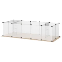PawHut Cerca para Animais DIY com 20 Painéis e Esteira Parque para Pequenos Animais para Porquinhos-da-Índia e Ouriços 175x70x45 cm Branco(m-12)