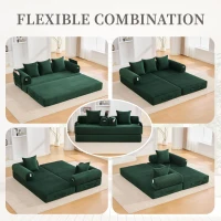 Cozy Compressible Folding Sofa with Detachable Metal Frame, Soft Modular Sectional Couch for Small Apartment, 110L x 33W x 33H cm, Emerald(m-4)