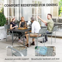Outsunny Stackable Garden Chairs Set of 4, Rattan Effect Outdoor Dining Chairs, Light Grey(m-6)