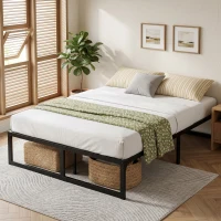 HOMCOM 4ft Small Double Bed Frame with Underbed Storage and Steel Slat Support, 32.5 cm Height, Noise-Free, Black(m-9)