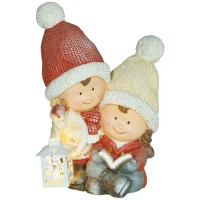HOMCOM Weihnachtswichtel mit Buch & Laterne, LED, batteriebetrieben, 30 x 23 x 45 cm(m-1)