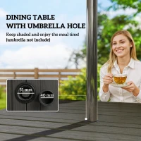 Outsunny 5 Pieces Outdoor Dining Set for 4, Garden Table and Stackable Chairs with Breathable Mesh Seat and Parasol Hole, Grey(m-7)