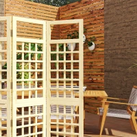 Outsunny 3-Panel Garden Privacy Screen, Freestanding Foldable Wooden Outdoor Divider/Trellis, Decorative Privacy Screen for Garden Patio, 120 x 170 cm, Natural Wood Finish(m-7)