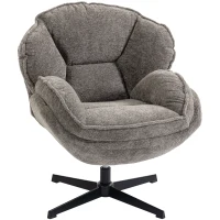 HOMCOM Modern Wingback Accent Chair, Velvet Armchair with Four-Star Base, S-Springs, Swivel, Grey(m-1)