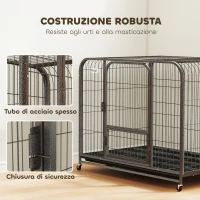 PawHut Gabbia per Cani in Acciaio con Ruote, 3 Porte, Vassoio Rimovibile e Chiusura Sicura, Nero(m-4)