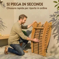 Outsunny Set di 2 Sdraio a Dondolo Pieghevoli ed Ergonomiche in Legno di Acacia(m-5)