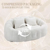 Cozy Oversized Bean Bag Sofa with 2 Matching Pillows, Soft 2-Seat Sectional Couch for Living Room and Bedroom, 145L x 95W x 63H cm, Beige(m-5)