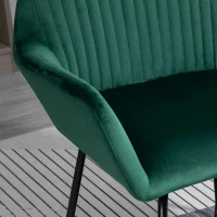 HOMCOM Velvet-Feel Plisse Back Accent Chair - Green(m-7)