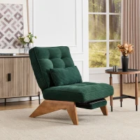 Cozy Reclining Accent Chair with Foldable Ottoman and Lumbar Pillow, Soft Adjustable Lounger for Living Room, 127L x 73W x 90H cm, Emerald(m-1)