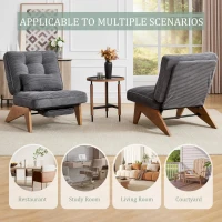 Cozy Reclining Accent Chair with Foldable Ottoman and Lumbar Pillow, Soft Adjustable Lounger for Living Room, 127L x 73W x 90H cm, Dark Gray(m-8)