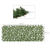 Outsunny Vedação Artificial em Rolo 2x1 m 2 Peças de Vedação de Privacidade de Jardim Extensível com Proteção UV Verde(m-3)