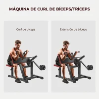 SPORTNOW Máquina de Bíceps y Tríceps 2 en 1 Banco de Curl Predicador con Asiento Ajustable en Altura para Gimnasio Casa(m-4)