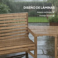 Outsunny Set de 3 Sillas de Jardín con Mesa Desmontable y Orificio para Parasol Madera Natural(m-8)