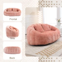 Cozy Oversized Bean Bag Sofa with 2 Matching Pillows, Soft 2-Seat Sectional Couch for Living Room and Bedroom, 145L x 95W x 63H cm, Pink(m-6)