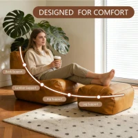 Cozy Lounge Sofa with High-Density Rebound Sponge, Stylish Lazy Sofa with Wear-Resistant PU Leather, 80L x 93W x 75H cm, Brown(m-4)