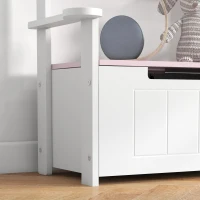 AIYAPLAY Baú de Brinquedos Infantil Banco de Armazenamento para Crianças com Encosto e Tampa Amortecida 68,5x34x58 cm Rosa e Branco(m-9)