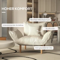 HOMCOM 2-in-1 Verstellbarer Loungesessel, Bodensessel mit Kissen, Polstersessel, für Wohnzimmer, Schlafzimmer, Cremeweiß(m-4)
