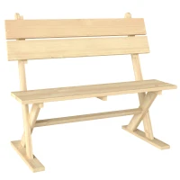 Outsunny 2 Seater Wooden Garden Bench, Fir Wood Outdoor Bench, Garden Loveseat with Slatted Seat, Sloping Back and Wide Feet for Patio, Park, Natural Wood Finish(m-1)
