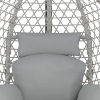 Outsunny Hanging Egg Chair, Indoor Outdoor Rattan Hammock Swing Chair with Stand, Safety Strap, Foldable Basket, Light Grey(m-11)