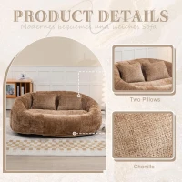 Cozy Oversized Bean Bag Sofa with 2 Matching Pillows, Soft 2-Seat Sectional Couch for Living Room and Bedroom, 145L x 95W x 63H cm, Coffee(m-6)