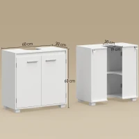 HOMCOM Móvel de Casa de Banho Moderno e Independente para Lavatório com Recorte em U e Prateleira Ajustável, Branco(m-3)