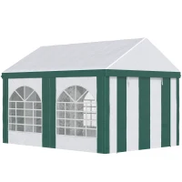 Outsunny Tendone da Giardino 4x3m per 12 Persone con Doppio Ingresso, Bianco e Verde(m-11)