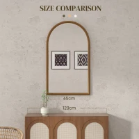 HOMCOM 110 x 65cm Wooden Arched Mirror - Natural Finish(m-6)