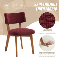 Stylish Mid-Century Dining Chairs with Ergonomic Backrest, Comfortable Upholstered Side Chairs for Dining Room, 47L x 54.5W x 77H cm, Wine Red(m-4)