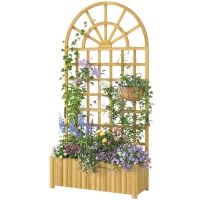 Outsunny Floreira com Treliça de Madeira para Plantas Trepadeiras com Orifícios de Drenagem Floreira Elevada para Jardim 90x30x180 cm Madeira(m-11)