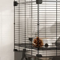 PawHut Jaula para Animales Pequeños con Múltiples Niveles Bandeja y Accesorios Incluidos 73x47x80 cm Negro(m-7)