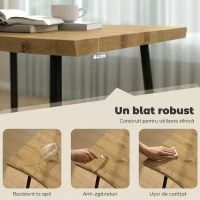 HOMCOM Masă de dining dreptunghiulară pentru 4 persoane, 110x70 cm, stejar/negru(m-6)